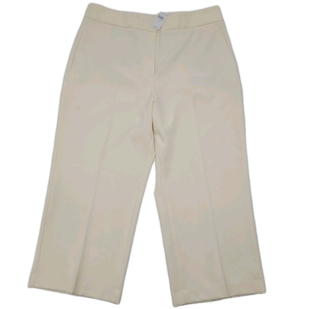 Ann Taylor Factory Pants Wide Leg High Rise Cream Trousers Classic Size 16 NEW